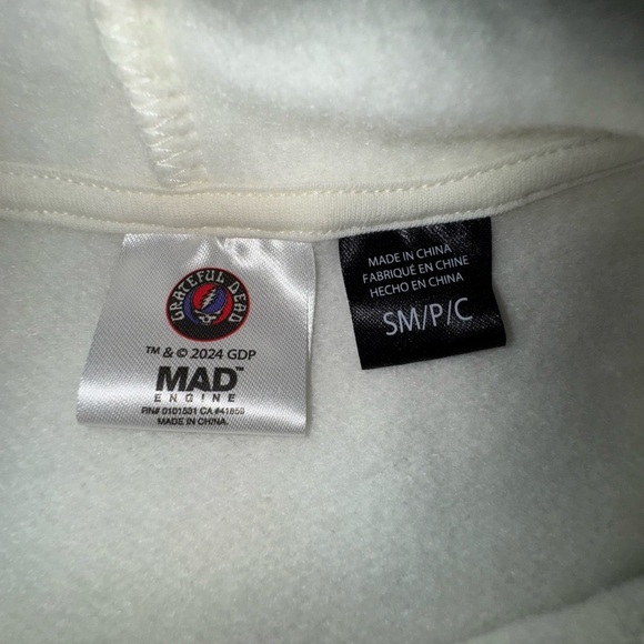 Grateful Dead light Cream Hoodie.  Size OVERSIZED adult Small. NWT - Picture 7 of 11